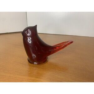 Vintage Ward 1987 Ruby Red Glass Bird 4”x3”x1.5”